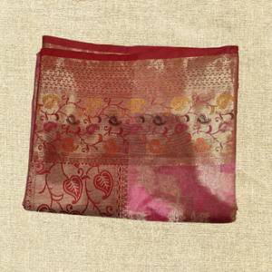 Crystal Orange Silk Saree