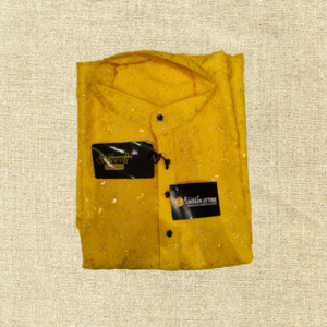 Lakhanavi Sequence Chicken Print Men's Kurta